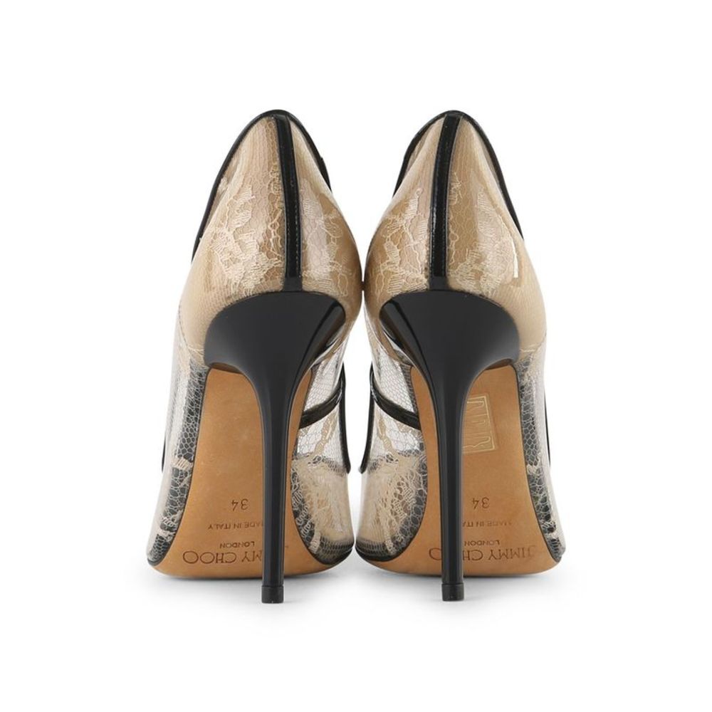 Pre Loved Jimmy Choo  Beige Lace and Patent Gold Amika Pointy Pumps beige FEMALE - Picture 4 of 7